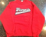 Vintage UW Wisconsin Badgers Sweater Jerzees L Large Red Crewneck Sweats... - $12.16