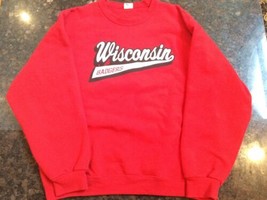 Vintage UW Wisconsin Badgers Sweater Jerzees L Large Red Crewneck Sweatshirt! - £9.72 GBP