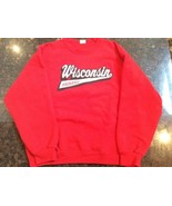 Vintage UW Wisconsin Badgers Sweater Jerzees L Large Red Crewneck Sweats... - £9.54 GBP