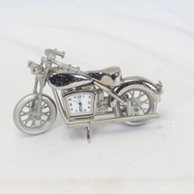 Motorcycle Anolog Desk Clock Mini Quarts Movement Silver  4&quot; x 2&quot; - £12.87 GBP