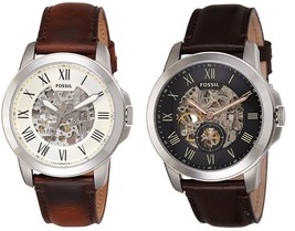 Fossil Men&#39;s Grant Automatic Skeleton Dial Leather Watch  - £100.40 GBP