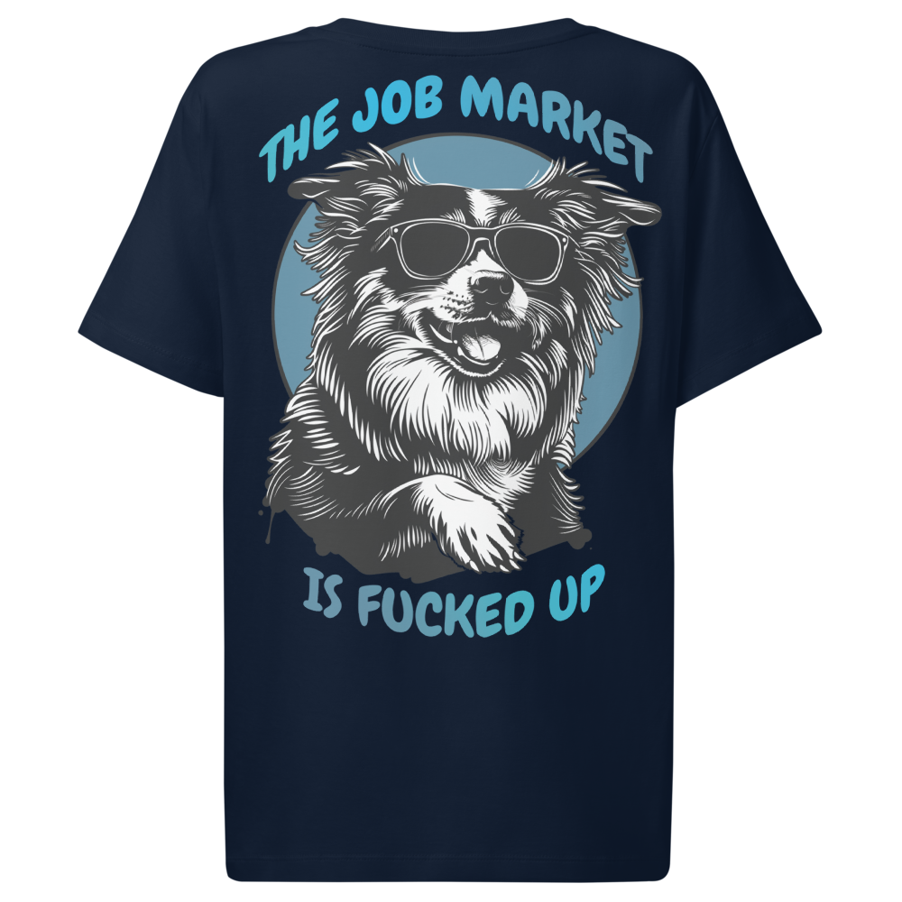 Women’s Organic Ribbed Neck T-Shirt – Job Back Print (French Navy) Item image 2