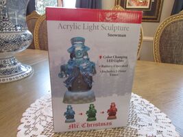 Mr. Christmas Acrylic LIght Sculpture Snowman Changing Lights LED New - $19.75