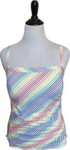 Lands End Tankini Swimsuit Top Womens Sz 14 Rainbow Colorful Diagonal Stripe NEW - £29.60 GBP