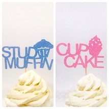 Cupcake or stud muffin, Gender Reveal Cupcake Toppers, Gender Reveal Party - $8.42