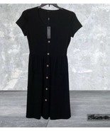 OUGES Women&#39;s Scoop Neck Button Down Skater Dress with Pockets Size Medi... - $19.35