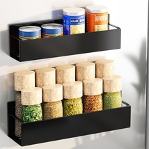 4 Pack Magnetic Spice Storage Rack Organizer for Refrigerator and Oven, Black Fr - £23.78 GBP