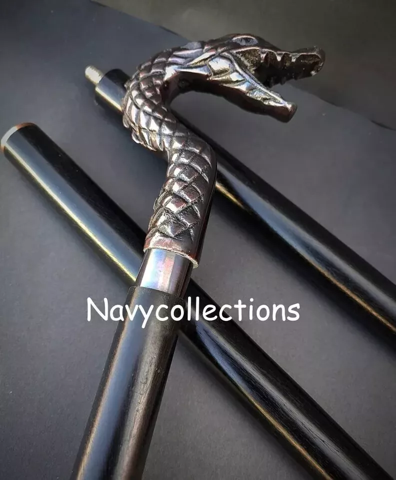 Solid Brass Dragon Head Designer Antique Style Handle Wooden Walking Sti... - $50.64 CAD