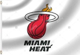 Miami Heat White Flag 3X5Ft Polyester Banner USA Digital Print - £12.21 GBP