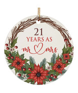 21 Years As Mr &amp; Mrs 2025 Ornament 21th Wedding Anniversary Wreath Xmas ... - $15.79