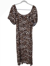 Peasant Babydoll Leopard Print Womens Midi Dress 2X Animal Print NWT Mob... - $405.28 MXN