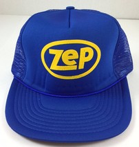 Trucker Style Snapback Hat ZEP Foam Mesh Trucker Blue Yellow Vintage - £11.72 GBP