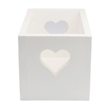 Pure White Heart Cutout Handles Wooden Crates Shelve Storage Box Gift Hamper - £19.28 GBP