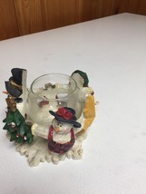 Christmas Snowmen Candle Ring W/Glass Jar Candle Holder - $190.36 MXN