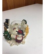 Christmas Snowmen Candle Ring W/Glass Jar Candle Holder - £7.88 GBP