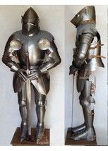 Medieval Wearable Pigface Bascinet Full Armor Suit With Chain Mail leath... - £466.86 GBP