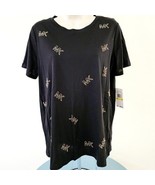 Michael Kors Black &amp; Gold Studded Unisex Logo T-Shirt. Size: Medium. NWT - $321.40 MXN