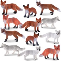 12 Pieces Fox Toy Figures Set Realistic Arctic Fox Red Foxes Animal Figures Jung - £25.49 GBP