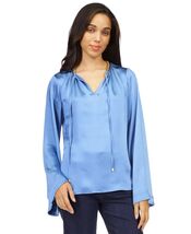 Michael Michael Kors Women's Satin Bell-Sleeve Chain-Neck Top - Blueberry - $17.00