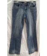 Vtg Faded Glory Flare Jeans Blue Antique Stretch Mid Rise Embellish Boho... - $357.34 MXN