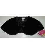 Youngland Shrug Cape Black Faux Fur Fully Lined Front Bow &amp; Button Toddl... - £13.95 GBP