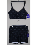 JOYLAB Women&#39;s Large Black V-Neck Sports Bra w/ High Waisted 2.5″ Bike S... - $27.70