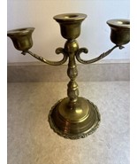 Vintage Ornate Brass Candelabra Torchiere Three Candle Holder - €73,06 EUR
