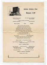 Buffalo Athletic Club Menu Buffalo New York 1941 Tipping in Strictly Prohibited  - £37.98 GBP