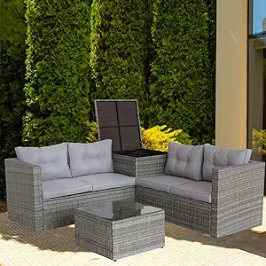 4-Piece Outdoor -All-Weather Pe Rattan Sectional Sofa With Storage Box-P... - $826.99