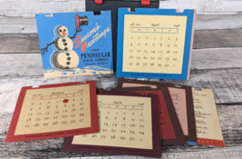 14 Desk Calendar Pages From 1948 Snowman Junk Journaling Crafts 4&quot; x 4 1/4&quot; - £6.32 GBP