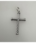 David Yurman .925 Sterling Silver Men&#39;s Cable Plain Rope Cross Pendant A... - $549.38 CAD