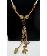 24” Honey Amber-Color Boho Tassel Glass Bead Necklace NWT - $22.00