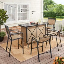 Outdoor Bar Set Table Chairs Stools Patio Furniture Backyard Deck Patio Beige - £516.63 GBP