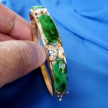 Earth mined Imperial Jadeite Jade Diamond Antique Deco Bangle Bracelet 1... - £29,079.04 GBP