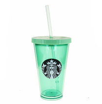 Starbucks Crystal Green Grande Siren Mermaid Logo Cold Cup Straw Tumbler 16 Oz - £43.58 GBP