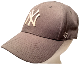 NY Yankees Hat MVP Cap '47 Gray Embroidered MLB New York Strapback Grunge OSFA - £14.72 GBP
