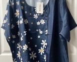 Flycurvy Short Sleeved Dressy Blouse Womens Plus 4x Floral Print Round N... - $19.74
