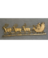 Brass Wall Hanging Christmas Holiday Santa Reindeer Sleigh JAC 1984 Taiwan - $89.99