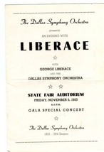 Liberace Dallas Symphony Orchestra Progam State Fair Auditorium 1953  - £17.38 GBP