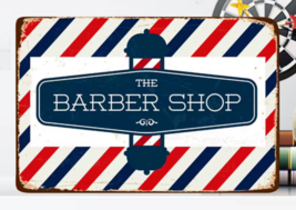 The Barber Shop  Vintage Novelty Metal Sign 12&quot; x 8&quot; Wall Art - $8.98