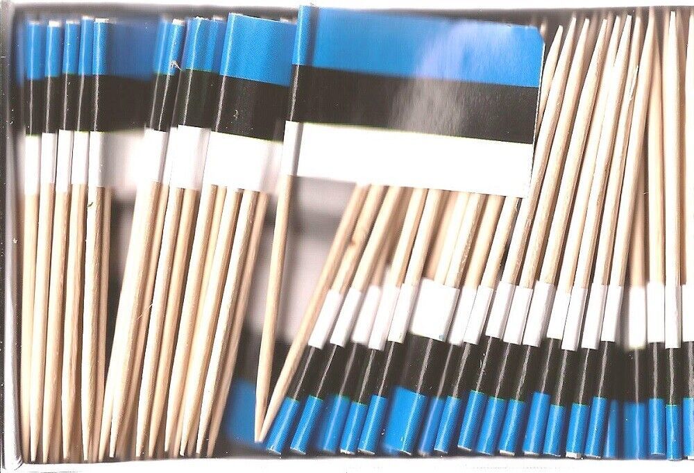 Box of 100 Estonia Toothpick Flags, 100 Small Mini Estonian Flag Cupcake... - $7.90
