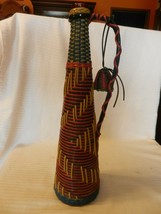 15.5&quot; Tall Wine Decanter Glass Bottle Wrapped In Multi Color Vinyl With ... - $100.00