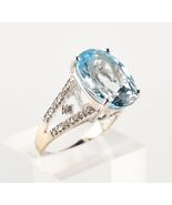 *14K White Gold Blue Topaz Diamond Statement Ring - $799.99