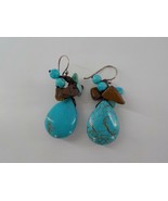 PRECIOUS STONES DROP EARRINGS FISHOOK FASHION JEWELRY TURQOUISE BEACH SH... - $39.99