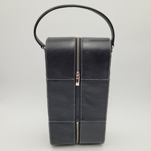 New Fossil Executive Black Leather Double Wine Bottle Carrier w/Zipper &amp; Handle - £30.15 GBP