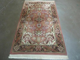 Chinese Wool Rug 3x5 Vintage Handmade Oriental Carpet Floral Medallion - £429.94 GBP