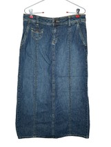 Old Navy Women&#39;s Denim Skirt Maxi Long Lined Front Pockets &amp; Back Split ... - £14.49 GBP