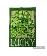 St. Patrick&#39;s Day Garden Flag 12x18 Lucky Green Shamrock Four Leaf Clove... - £7.80 GBP