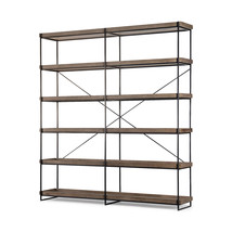 Medium Brown Wood And Iron Shelving Unit With 5 Tray Shelves - $48,720.27 MXN