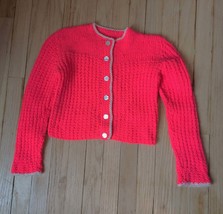 Vintage Little Girls Sweater 30s 40s Retro 50s Bold Pink - $19.00